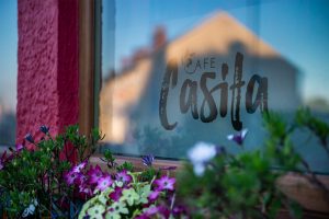 Cafe Casita Logo Decal on the window